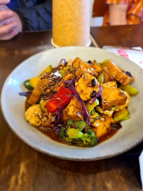Black bean tofu at Oh My Greens in Melton South