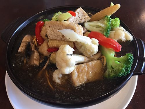 Tofu and vegetable claypot with noodles  at Oh My Greens in Melton South
