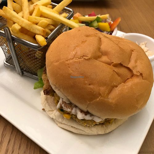 McVegan Burger & Fries at Maple Leaf Restaurant & Cafe in Preston