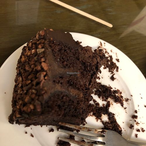 Vegan Chocolate cake at Maple Leaf Restaurant & Cafe in Preston