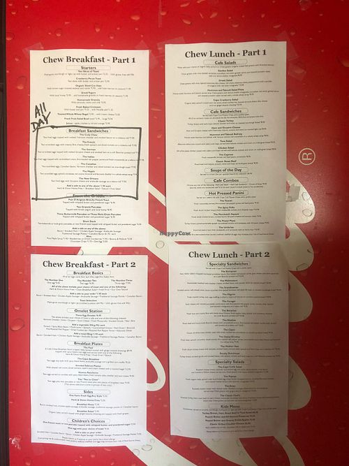 Menu at Cafe Chew in Sandwich