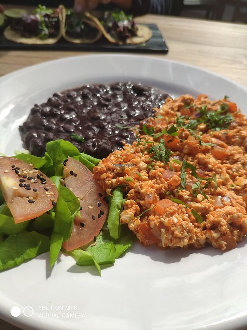 Scramble tofu plate, Mexican style  #Veganuary at Capuchino Cafe in La Paz