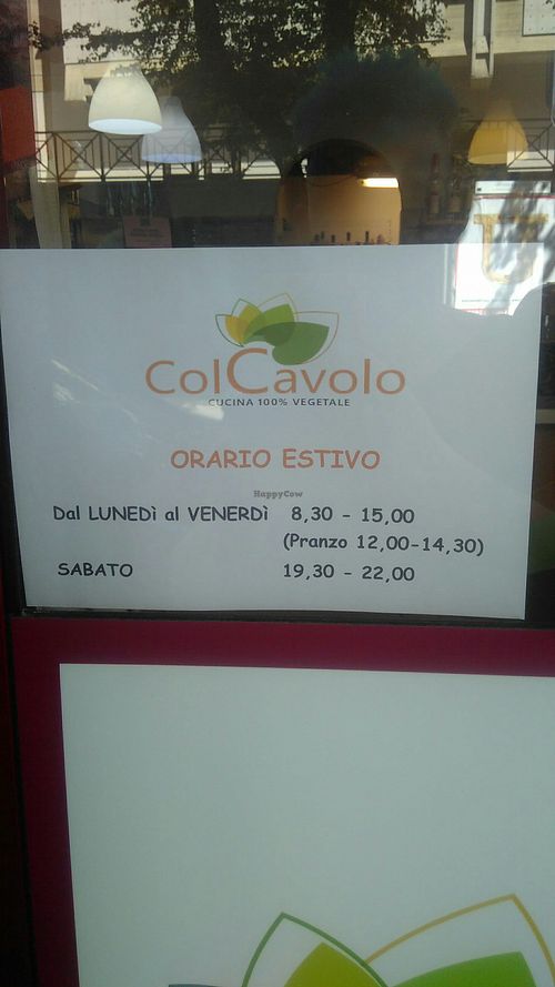 Opening hours at ColCavolo in Savona