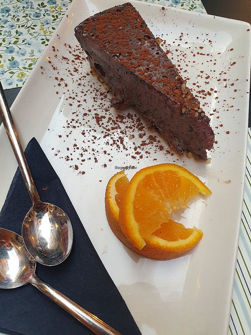 Raw chocolate blueberry cake at Nishta in Dubrovnik