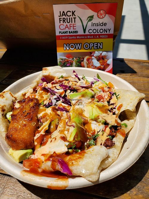 burrito bowl at Jackfruit Cafe in West Los Angeles