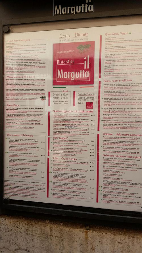Il Margutta menu at Il Margutta in Rome