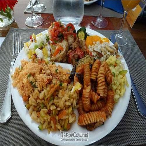 Plateload of vegan food from the lunchtime buffet. at Il Margutta in Rome