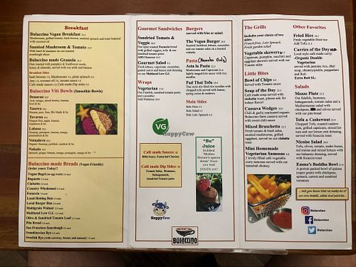 Vegan menu unfolded   at Bulaccino Cafe Denarau in Denarau