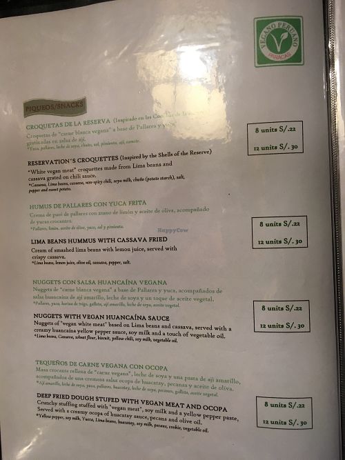 menu2 at Restaurant Paracas in Paracas