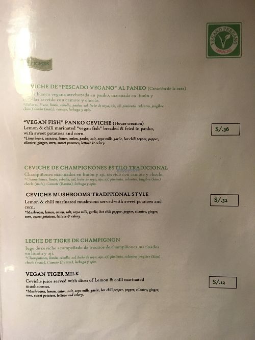 menu4 at Restaurant Paracas in Paracas