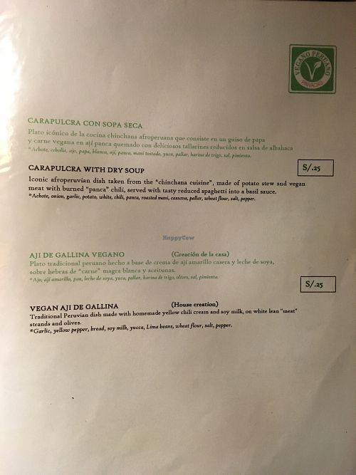 menu6 at Restaurant Paracas in Paracas