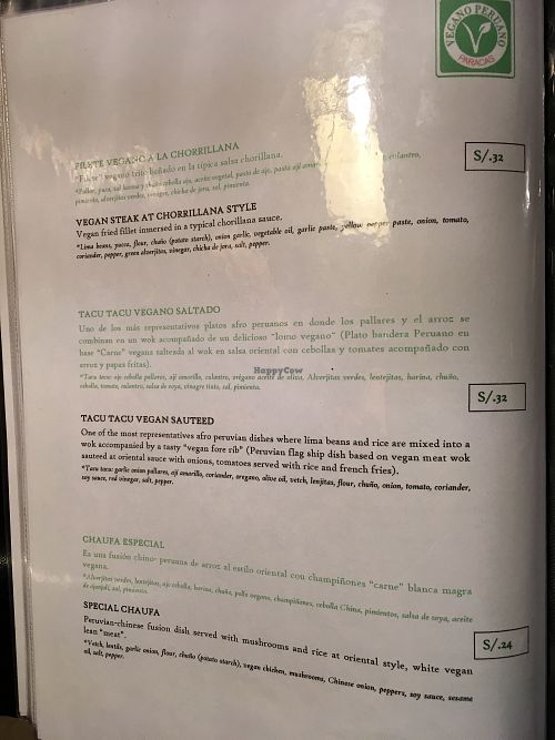 menu7 at Restaurant Paracas in Paracas
