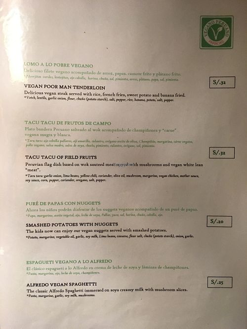 menu8 at Restaurant Paracas in Paracas