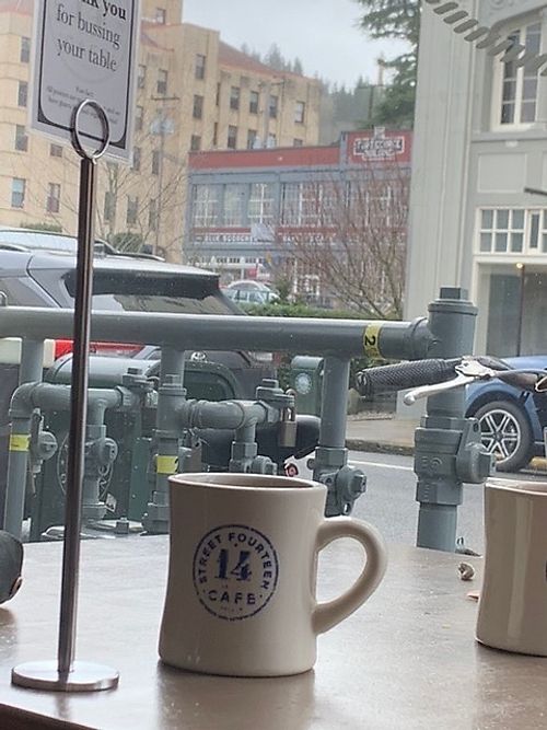 Front of building at Blue Scorcher Bakery Cafe in Astoria
