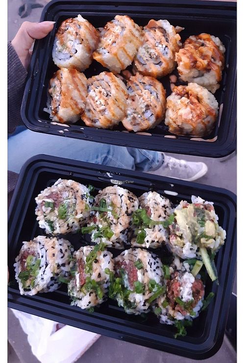 Golden Tiger Roll (top) and Ahi Roll (bottom) - both delicious at Seed Ranger in Ventura