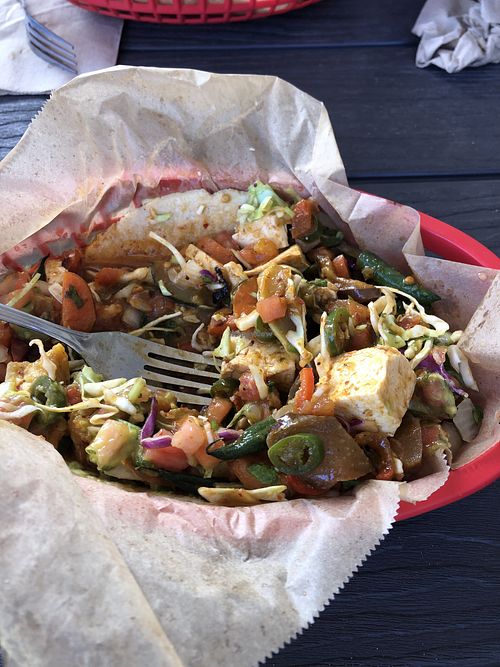 Fire veggie w marinated tofu  at Tiki Tacos in Kapaa