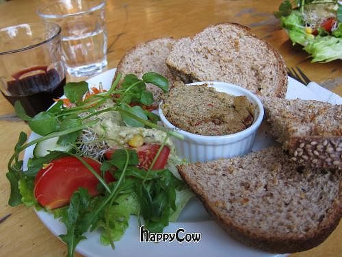 Vegan pate and bread; daily lunch special served with a fresh salad. at Bolhoed in Amsterdam