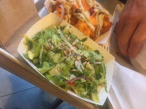Salad and buffalo cauliflower at PLANTA Burger in Toronto