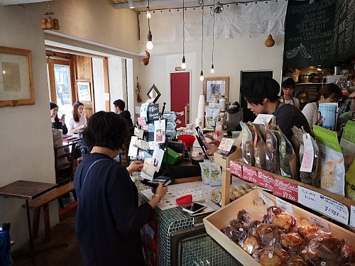 Small interior and seating area at Medel Deli  in Tokyo