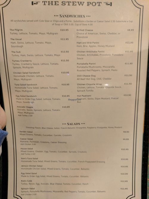 Menu at The Stew Pot in Snowmass Village