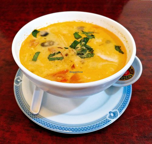 Tom yam soup at Bodhi Vegan in Paris
