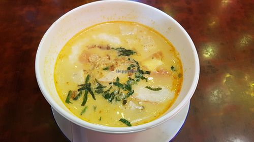 Tom yum soup at Bodhi Vegan in Paris