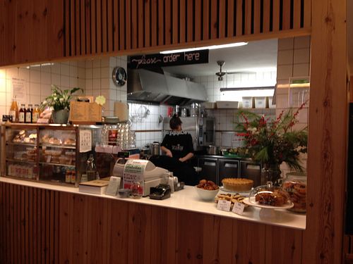 The lovely ladies working in the kitchen! at Deshima in Amsterdam