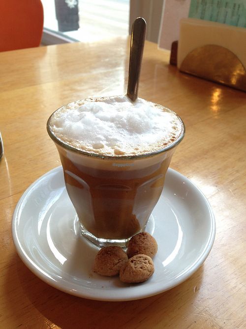 Almond milk cappuccino at Deshima in Amsterdam