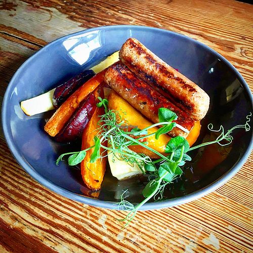 vegan sausage at Pattypan Kitchen at The Victory Pub in Brighton