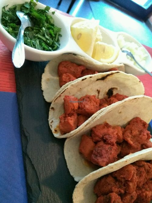Tacos al pastor con soja texturizada at La Doña Gastronomia Mexicana in Gijon