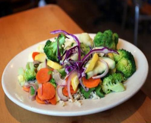 fresh seasonal vegetables steamed, served over short grain brown rice.  at The Natural Cafe - Westlake Village in Westlake Village