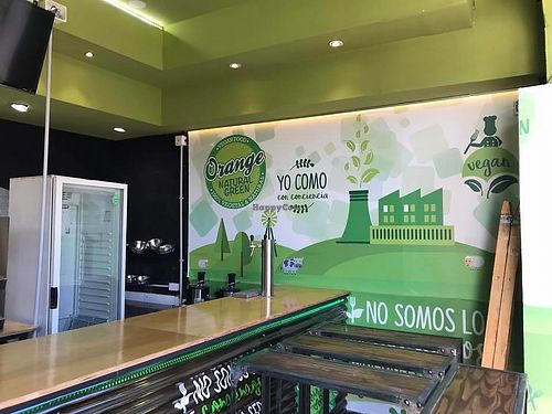 Side counter, vegan paint wall at Orange Natural Green in Buenos Aires