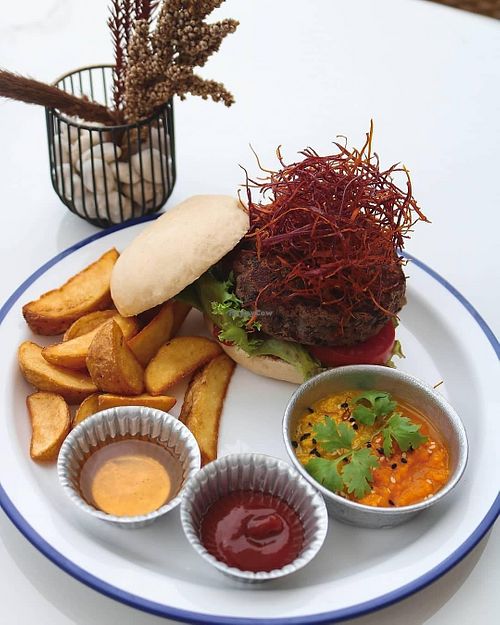 vegan burger at Rustic & Blue in Chiang Mai