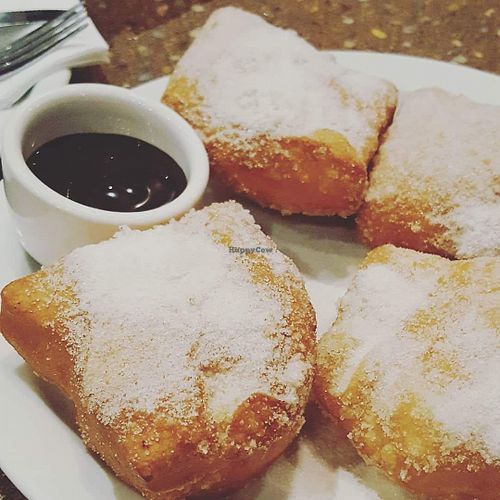 beignets and chocolate sauce! at CyBelle's Front Room in San Francisco