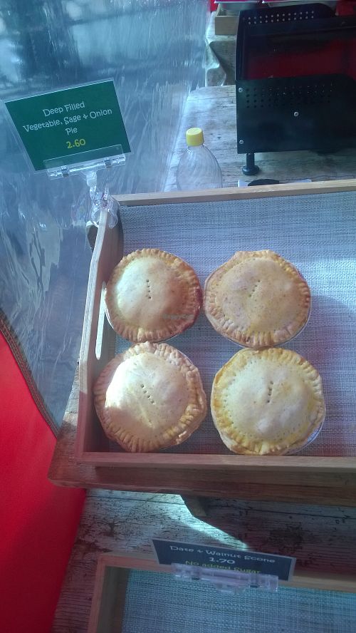 Vegetable, sage and onion pies  at Square Roots in Whitley Bay