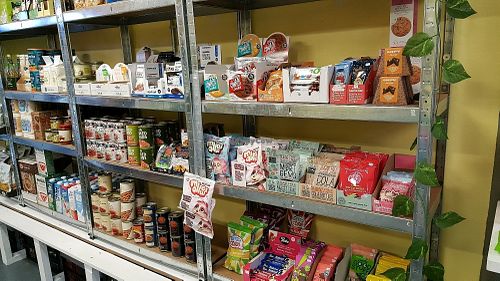sweets, canned items and milks at The Vegi Hut in Manchester