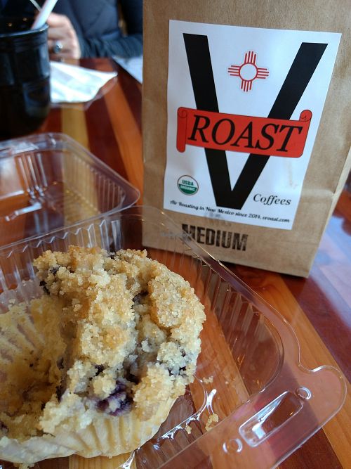 Whole bean coffee fresh roasted onsite at V Roast Bistro - Fans of Film Cafe in Albuquerque