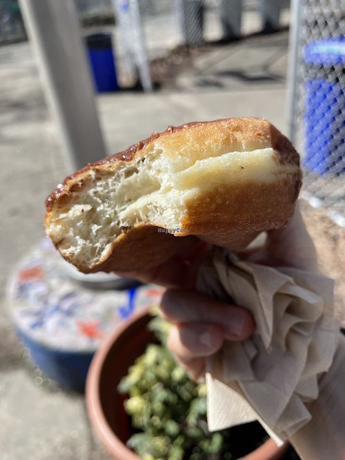 Inside the Boston cream   at Dottie's Donuts - Queen Village in Philadelphia