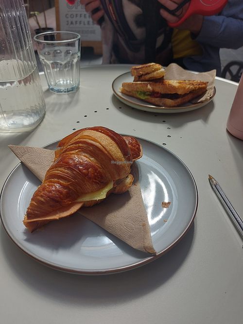 Savoury croissant and toasted sandwich at Union Kiosk in Melbourne