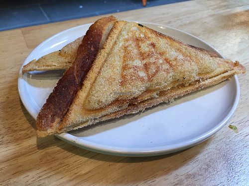 Vegan 'apple pie' jaffle with stewed apple and custard filling at Union Kiosk in Melbourne