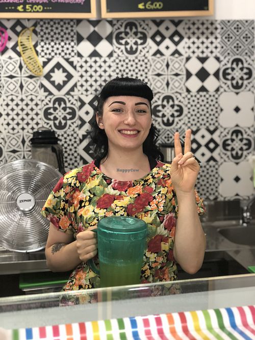 Britta in the kitchen at Britta Take Away in Riomaggiore