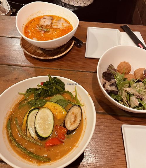 Vegan ramen, non-vegan ramen + vegan croquettes!   at Junpuu in Honolulu
