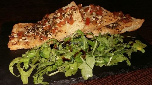 Vegan tomato bruschetta at Rock Garden in Torquay
