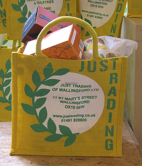Our hemp shopping bag, just the right size to fit into a bicycle basket at Just Trading in Wallingford