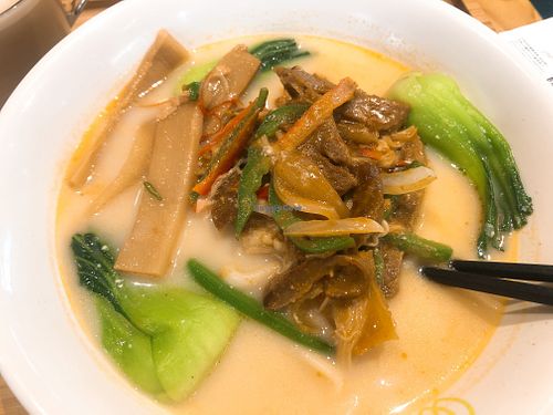 Vegan beef satay udon noodle soup at Green Common - The Forest in Kowloon