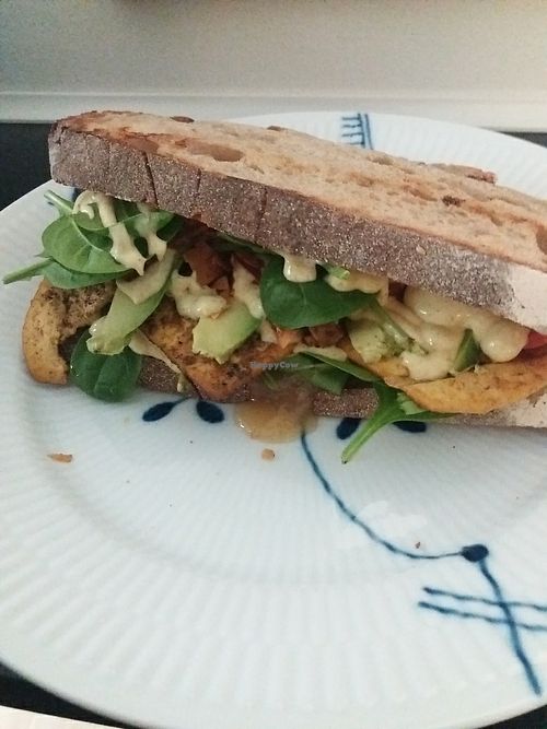 american sandwich with mango chutney and curry tofu at Yellow Rose in Copenhagen