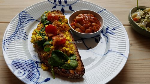 Brunch: baked beans and scrambled tofu at Yellow Rose in Copenhagen