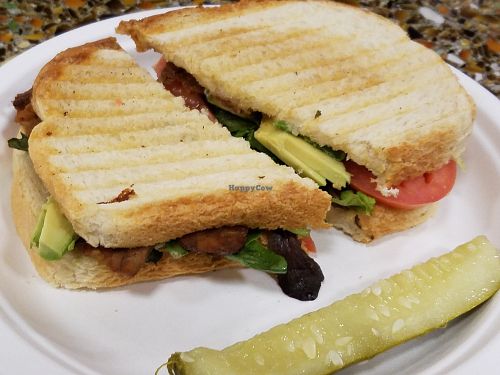 vegan blt with tempeh for a charge at The Copper Q in Big Bear Lake