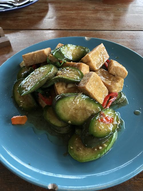 Stir fry with tofu and eggplant  at Bobby Big Boy in Koh Lanta