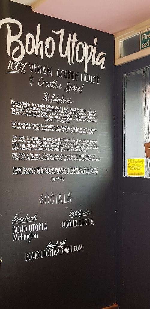 Board at Boho Utopia in Manchester